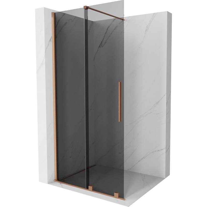 Mexen Velar Duschwand schwenkbar Walk-in 100 x 200 cm, grafit 8 mm, gebürstetes Messing - 871-100-000-43-65