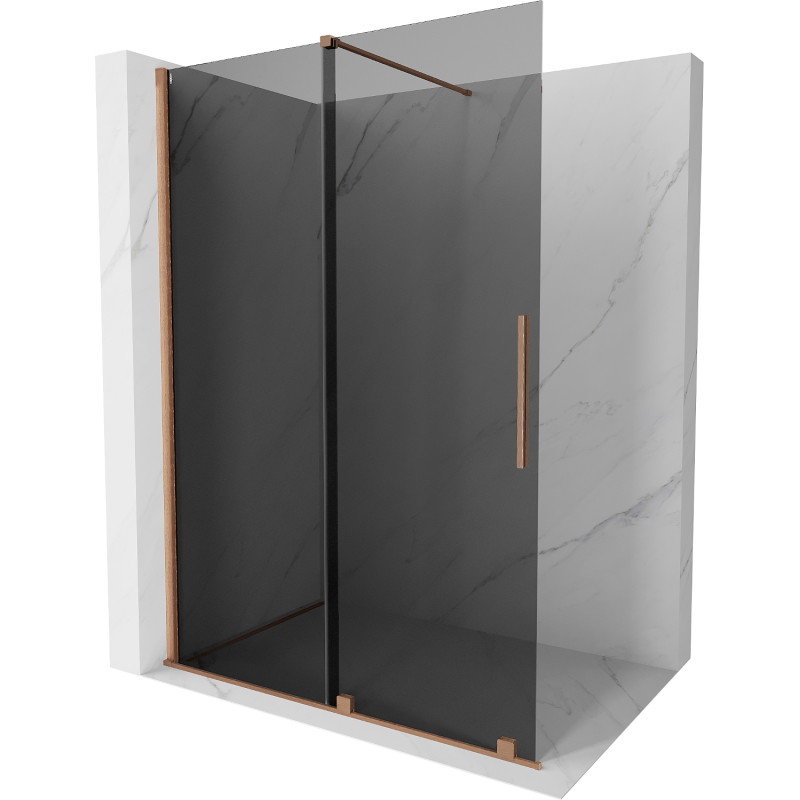 Mexen Velar lükand dušisein Walk-in 130 x 200 cm, grafiit 8 mm, harjatud vask - 871-130-000-43-65