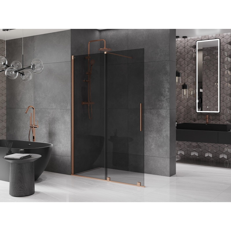 Mexen Velar lükand dušisein Walk-in 130 x 200 cm, grafiit 8 mm, harjatud vask - 871-130-000-43-65