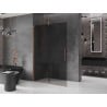 Mexen Velar sliding shower wall Walk-in 140 x 200 cm, graphite 8 mm, brushed copper - 871-140-000-43-65