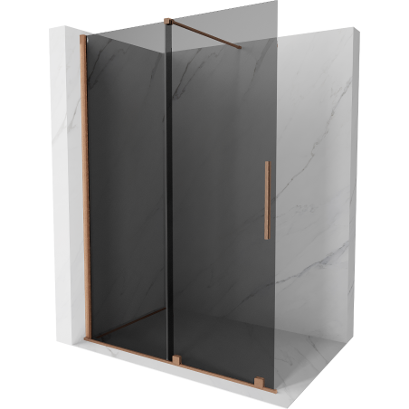 Mexen Velar ścianka prysznicowa rozsuwana Walk-in 140 x 200 cm, grafit 8 mm, miedź szczotkowana - 871-140-000-43-65