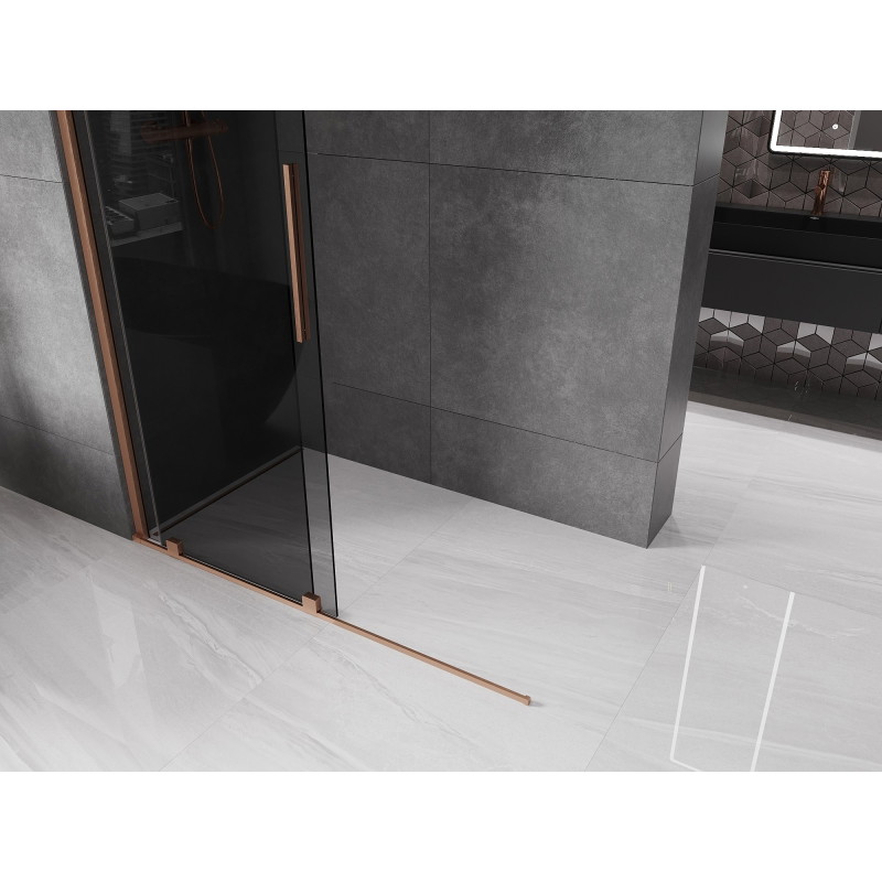 Mexen Velar lükand dušisein Walk-in 130 x 200 cm, grafiit 8 mm, harjatud vask - 871-130-000-43-65