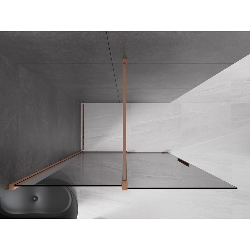 Mexen Velar lükand dušisein Walk-in 130 x 200 cm, grafiit 8 mm, harjatud vask - 871-130-000-43-65