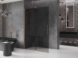 Mexen Velar klizni zaštitni zid klizni Walk-in 150 x 200 cm, grafit 8 mm, brusena mjed - 871-150-000-43-65