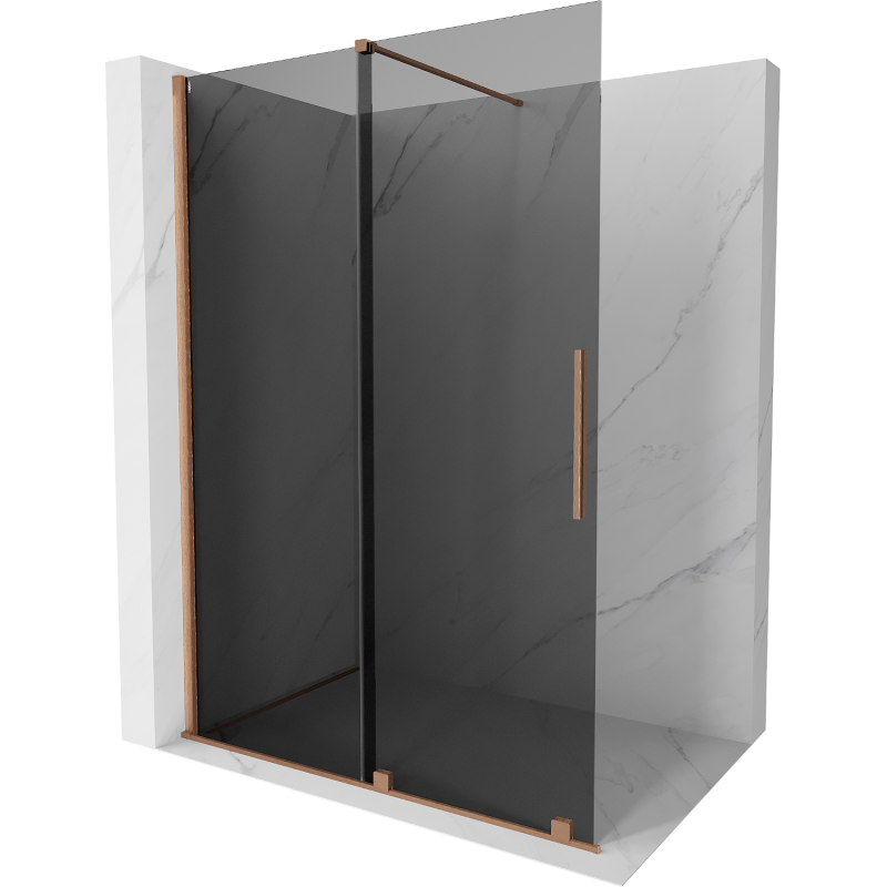 Mexen Velar Duschtrennwand Walk-in 160 x 200 cm, grafit 8 mm, gebürstetes Messing - 871-160-000-43-65