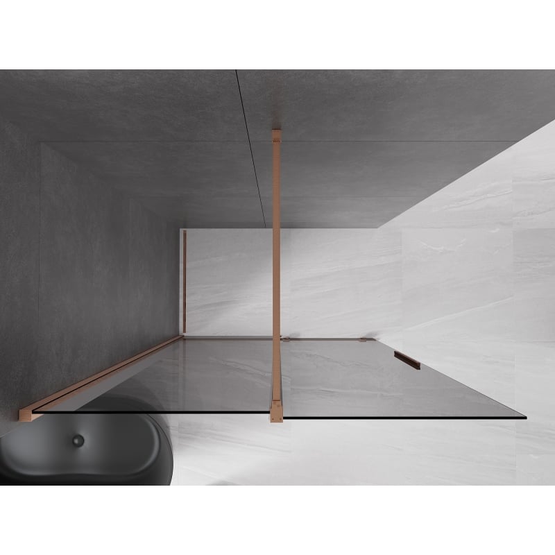 Mexen Velar Walk-in 150 x 200 cm lükand dušisein, grafiit 8 mm, harjatud vask - 871-150-000-43-65