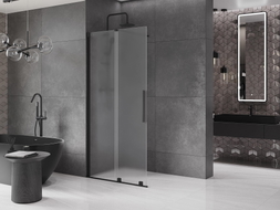 Mexen Velar ścianka prysznicowa rozsuwana Walk-in 80 x 200 cm, szron 8 mm, czarna - 871-080-000-33-70