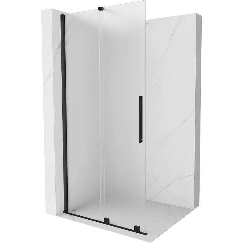 Mexen Velar ścianka prysznicowa rozsuwana Walk-in 120 x 200 cm, szron 8 mm, czarna - 871-120-000-33-70