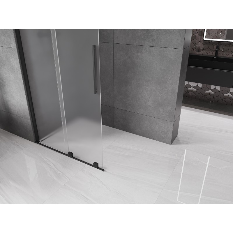 Mexen Velar ścianka prysznicowa rozsuwana Walk-in 120 x 200 cm, szron 8 mm, czarna - 871-120-000-33-70
