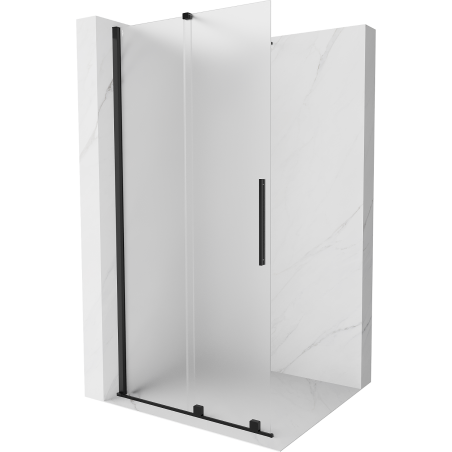 Mexen Velar ścianka prysznicowa rozsuwana Walk-in 110 x 200 cm, szron 8 mm, czarna - 871-110-000-33-70