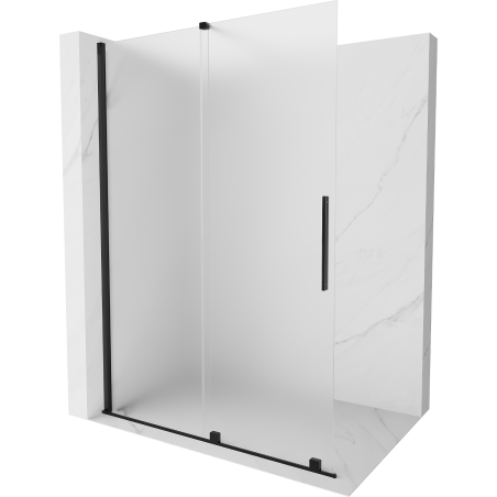 Mexen Velar Duschwand schwenkbar Walk-in 140 x 200 cm, mattiert 8 mm, schwarz - 871-140-000-33-70
