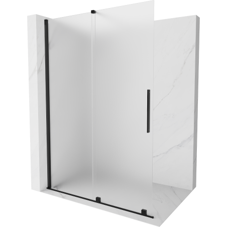 Mexen Velar sliding Walk-in shower wall 140 x 200 cm, frost 8 mm, black - 871-140-000-33-70