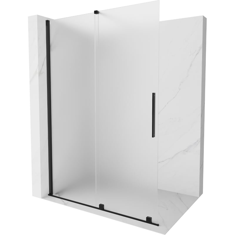 Mexen Velar lükand dušisein Walk-in 160 x 200 cm, härmatatud 8 mm, must - 871-160-000-33-70