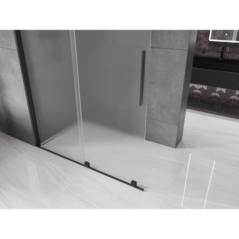 Mexen Velar lükand dušisein Walk-in 160 x 200 cm, härmatatud 8 mm, must - 871-160-000-33-70
