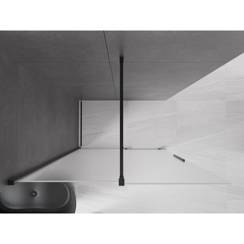 Mexen Velar parede de chuveiro deslizante Walk-in 150 x 200 cm, fosco 8 mm, preto - 871-150-000-33-70
