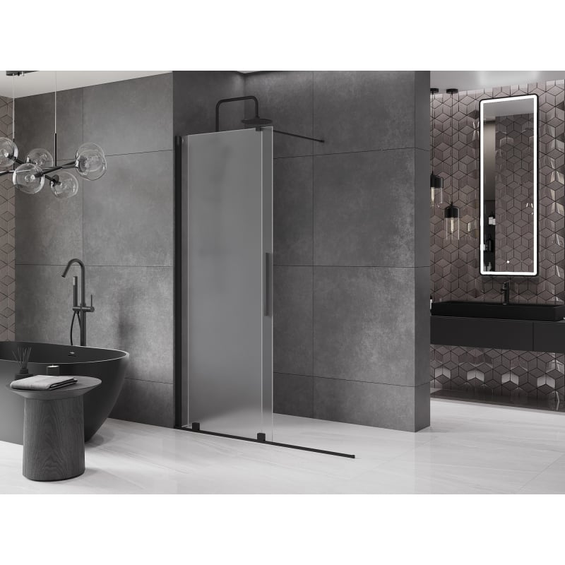 Mexen Velar lükand dušisein Walk-in 160 x 200 cm, härmatatud 8 mm, must - 871-160-000-33-70