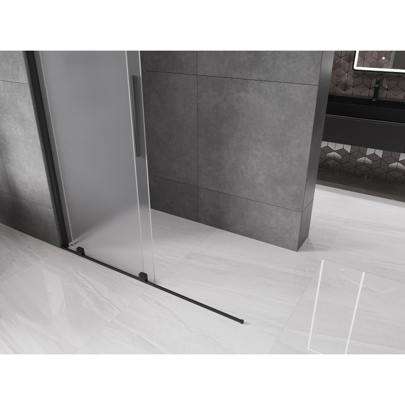 Mexen Velar lükand dušisein Walk-in 160 x 200 cm, härmatatud 8 mm, must - 871-160-000-33-70