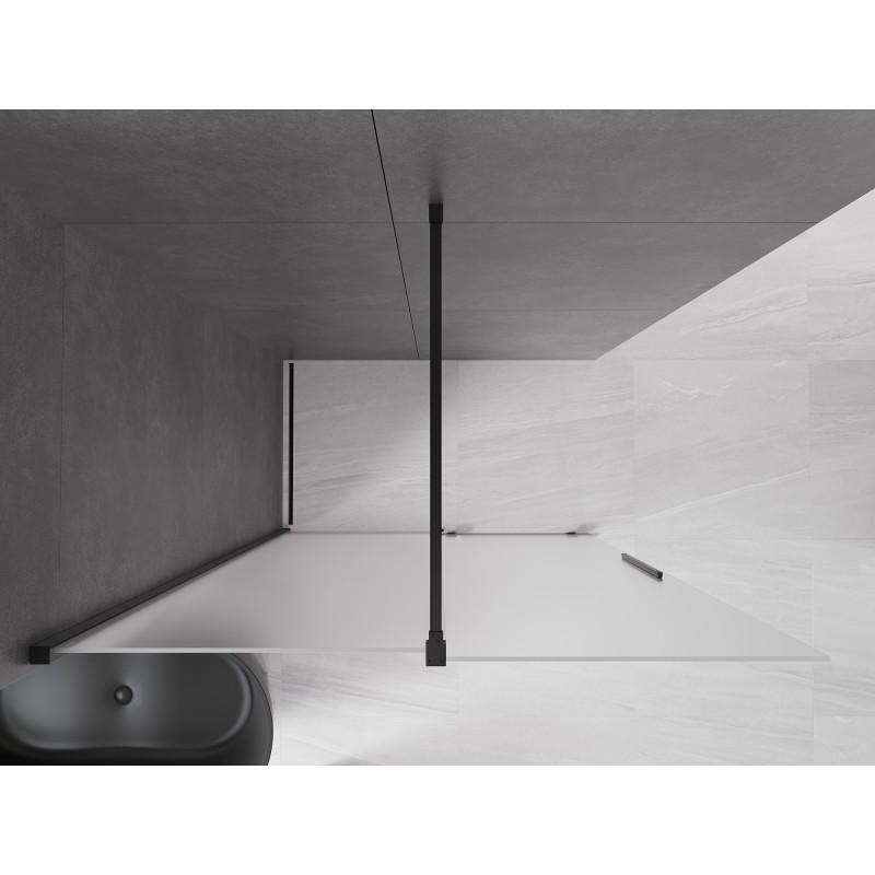 Mexen Velar ścianka prysznicowa rozsuwana Walk-in 160 x 200 cm, szron 8 mm, czarna - 871-160-000-33-70