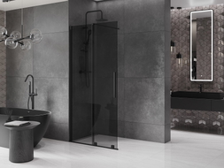 Mexen Velar klizni zid s kliznim vratima Walk-in 100 x 200 cm, grafit 8 mm, crna - 871-100-000-43-70