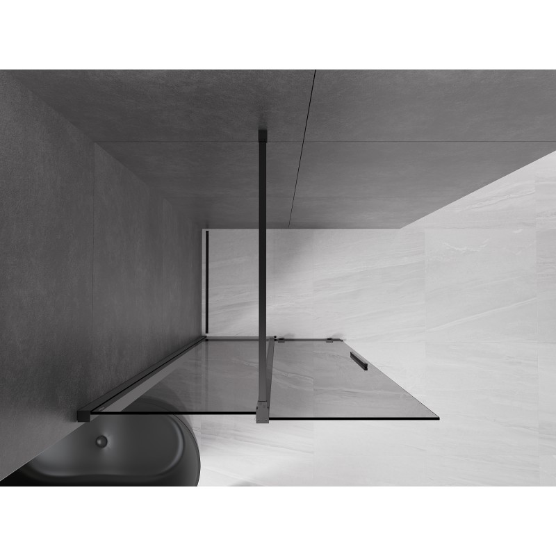 Mexen Velar ścianka prysznicowa rozsuwana Walk-in 75 x 200 cm, grafit 8 mm, czarna - 871-075-000-43-70