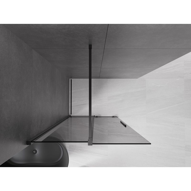 Mexen Velar συρόμενος τοίχος ντους Walk-in 100 x 200 cm, γραφίτης 8 mm, μαύρος