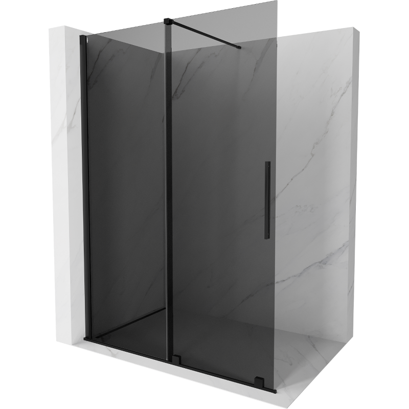 Mexen Velar schuifbare douchewand Walk-in 130 x 200 cm, grafiet 8 mm, zwart - 871-130-000-43-70