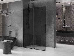 Mexen Velar Klizni pregrada na razvlačenje Walk-in 130 x 200 cm, grafit 8 mm, crna - 871-130-000-43-70