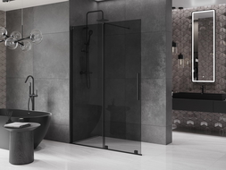Mexen Velar ścianka prysznicowa rozsuwana Walk-in 140 x 200 cm, grafit 8 mm, czarna - 871-140-000-43-70