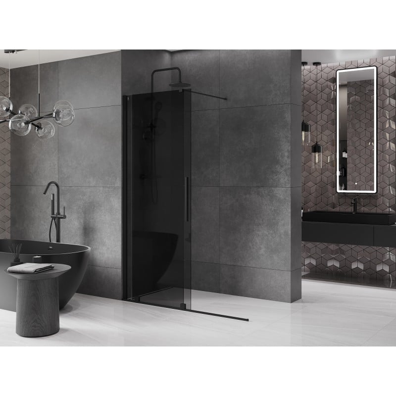 Mexen Velar parede de duche deslizante Walk-in 130 x 200 cm, grafite 8 mm, preto - 871-130-000-43-70