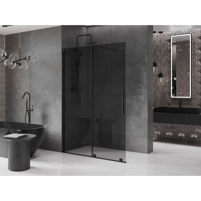 Mexen Velar parete doccia scorrevole Walk-in 150 x 200 cm, grafite 8 mm, nero - 871-150-000-43-70