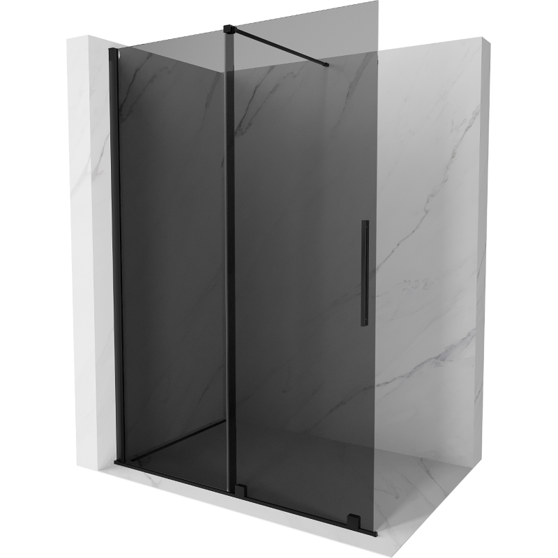 Mexen Velar Skjutbar duschvägg Walk-in 150 x 200 cm, grafit 8 mm, svart - 871-150-000-43-70