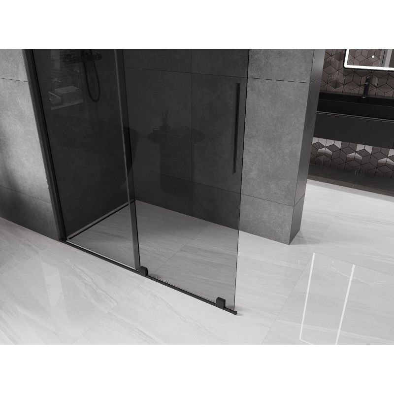 Mexen Velar Walk-in Sliding Shower Wall 130 x 200 cm, Graphite 8 mm, Black - 871-130-000-43-70