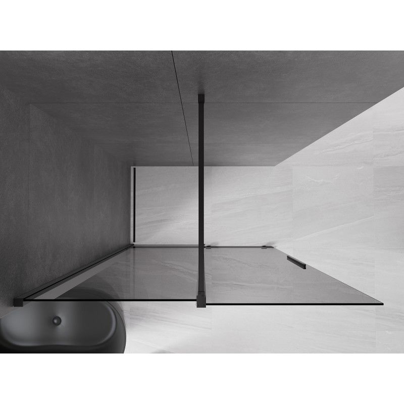Mexen Velar συρόμενος τοίχος ντους Walk-in 150 x 200 cm, γραφίτης 8 mm, μαύρος