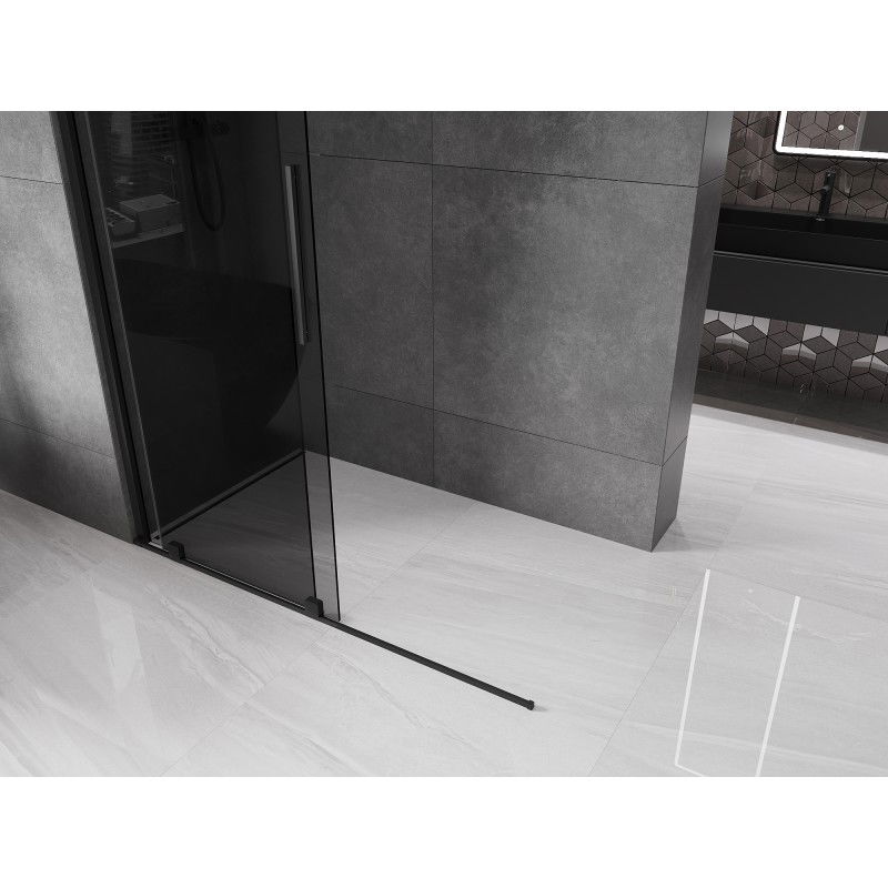 Mexen Velar pared de ducha corredera Walk-in 160 x 200 cm, grafito 8 mm, negro - 871-160-000-43-70