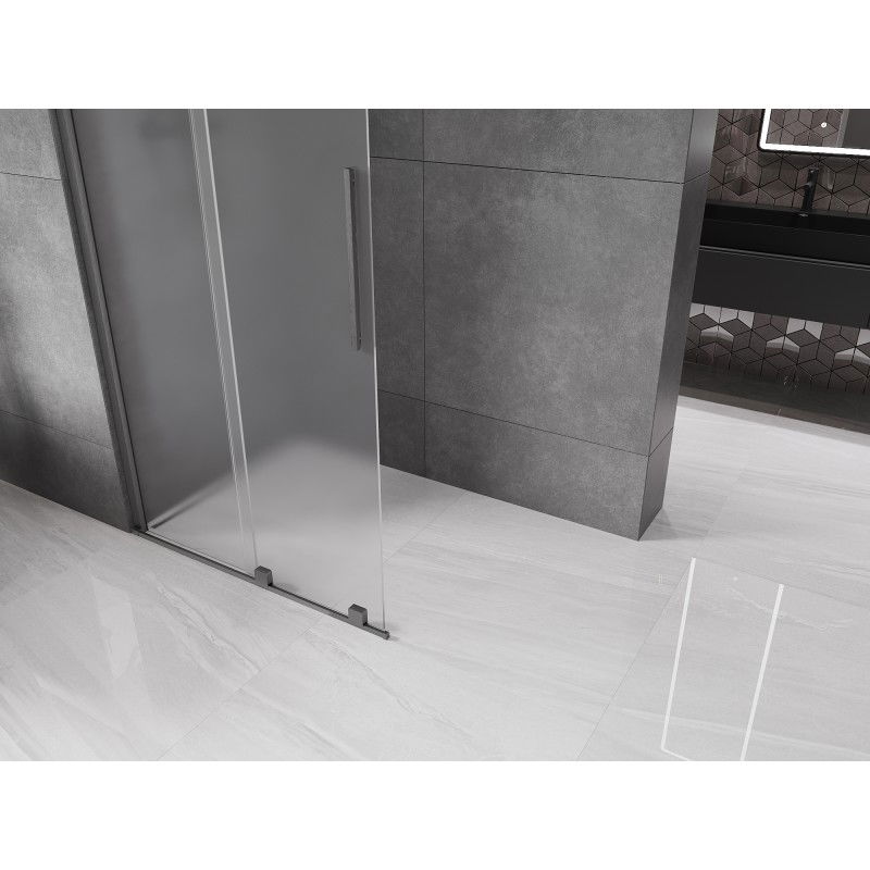 Mexen Velar panel de ducha deslizante Walk-in 100 x 200 cm, escarcha 8 mm, gris pistola cepillado - 871-100-000-33-66