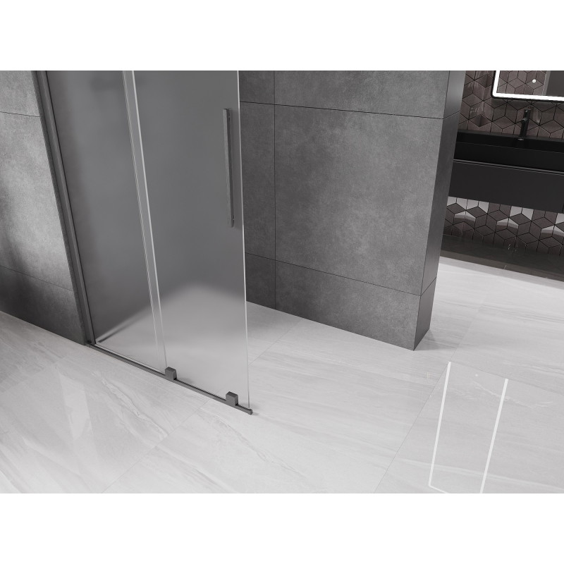 Mexen Velar mampara de ducha corredera Walk-in 90 x 200 cm, escarcha 8 mm, gris cañón cepillado - 871-090-000-33-66