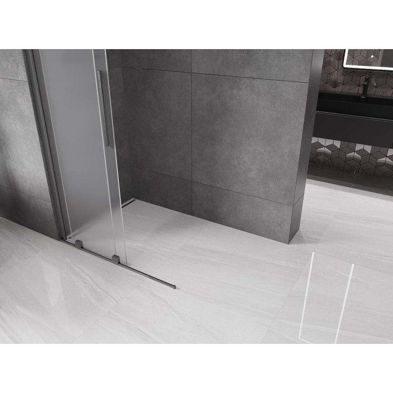 Mexen Velar Schermo per doccia scorrevole Walk-in 90 x 200 cm, brina 8 mm, grigio canna spazzolato - 871-090-000-33-66