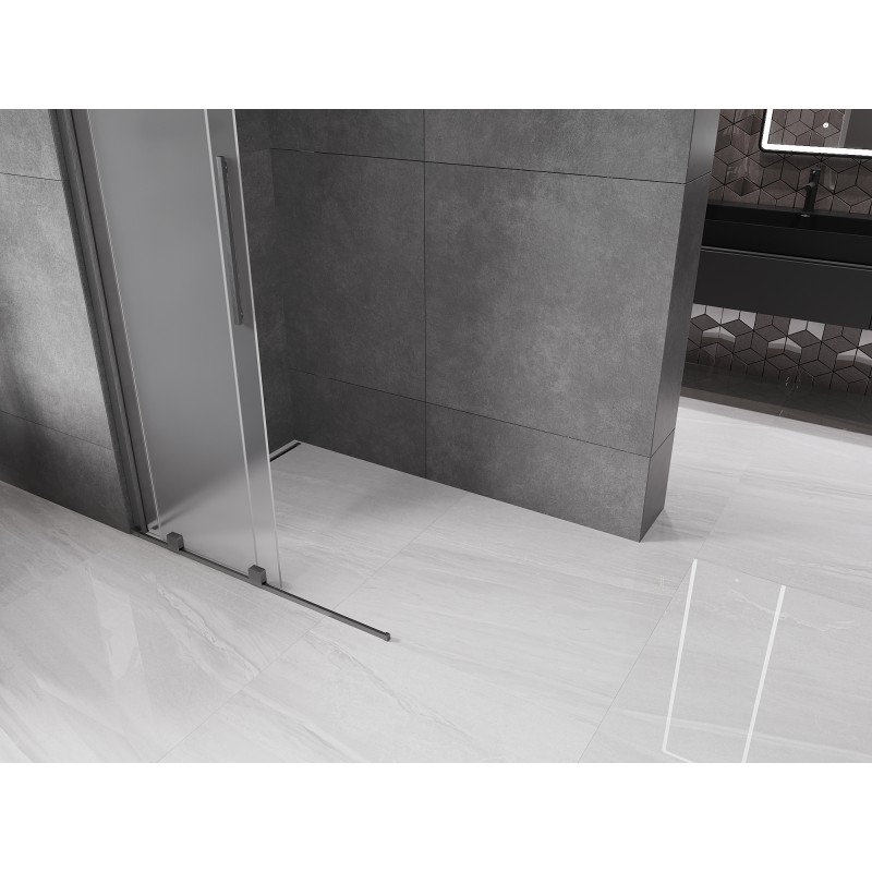 Mexen Velar ścianka prysznicowa rozsuwana Walk-in 85 x 200 cm, szron 8 mm, gun gray szczotkowany - 871-085-000-33-66