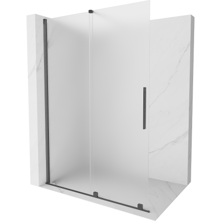 Mexen Velar paroi de douche coulissante Walk-in 140 x 200 cm, givre 8 mm, gris canon brossé - 871-140-000-33-66