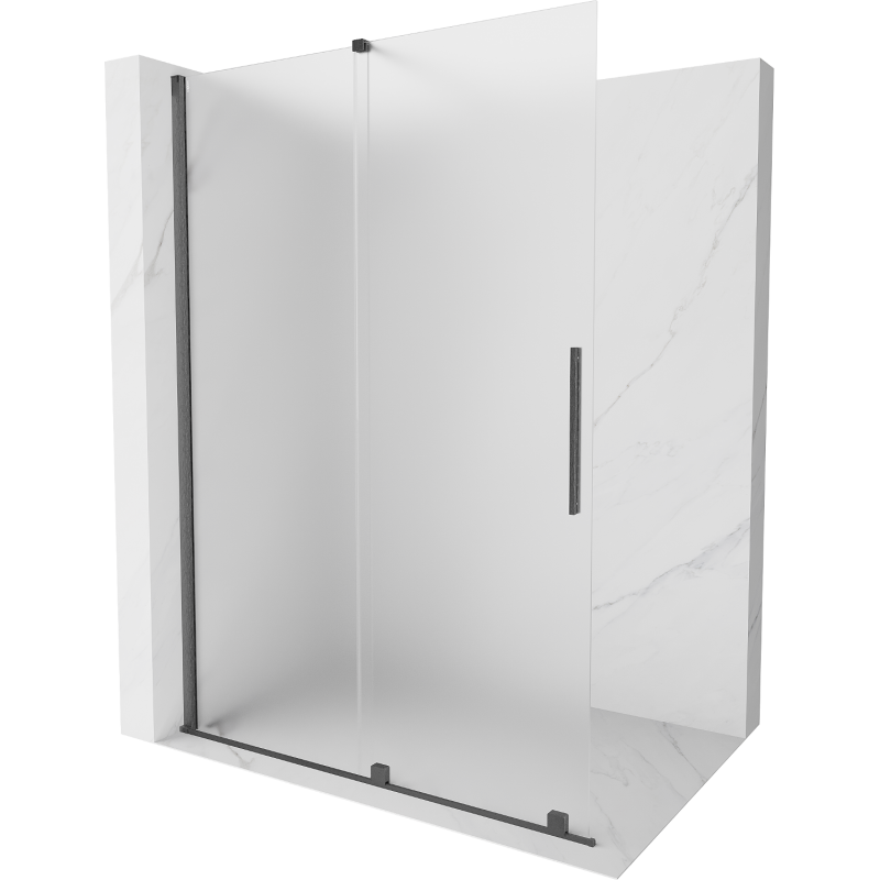 Mexen Velar Skjutbar duschvägg Walk-in 160 x 200 cm, frost 8 mm, borstad gun grey - 871-160-000-33-66