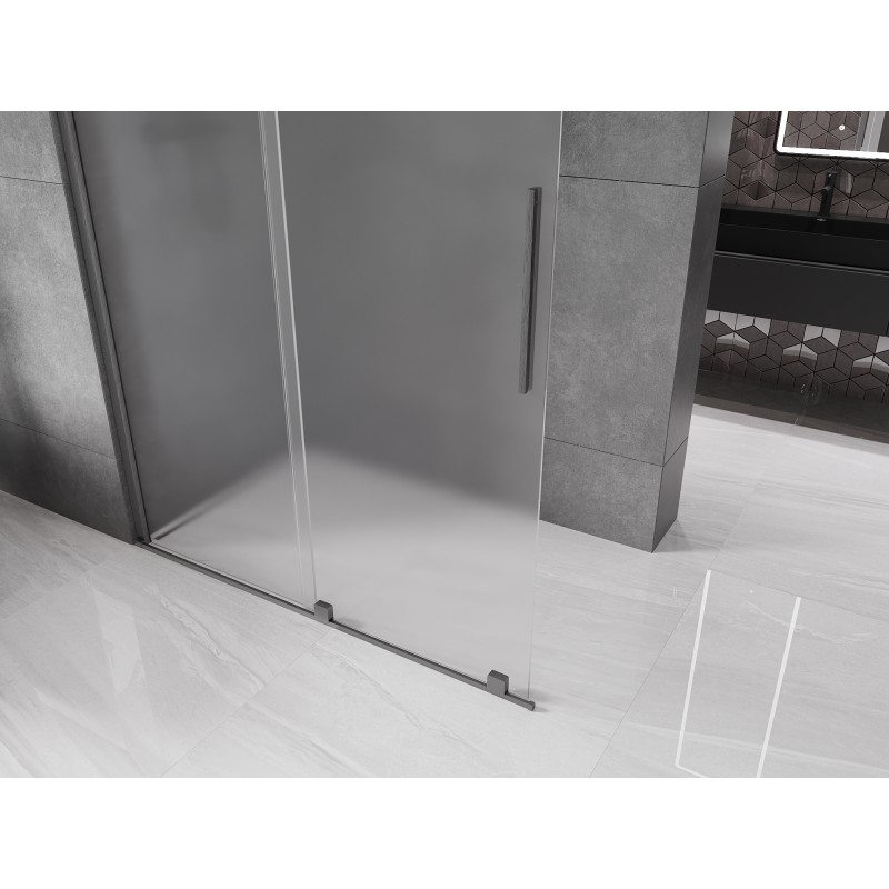 Mexen Velar ścianka prysznicowa rozsuwana Walk-in 130 x 200 cm, szron 8 mm, gun gray szczotkowany - 871-130-000-33-66