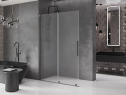 Mexen Velar ścianka prysznicowa rozsuwana Walk-in 150 x 200 cm, szron 8 mm, gun gray szczotkowany - 871-150-000-33-66