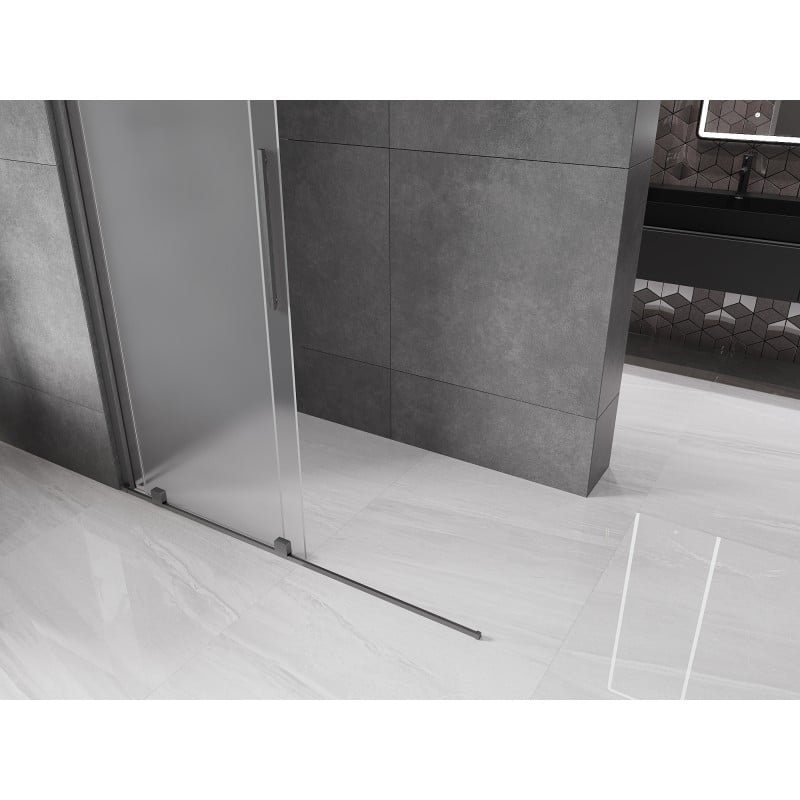 Mexen Velar ścianka prysznicowa rozsuwana Walk-in 150 x 200 cm, szron 8 mm, gun gray szczotkowany - 871-150-000-33-66