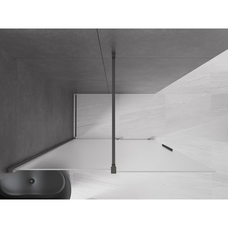 Mexen Velar pared de ducha corrediza Walk-in 150 x 200 cm, escarcha 8 mm, gris cañón cepillado - 871-150-000-33-66