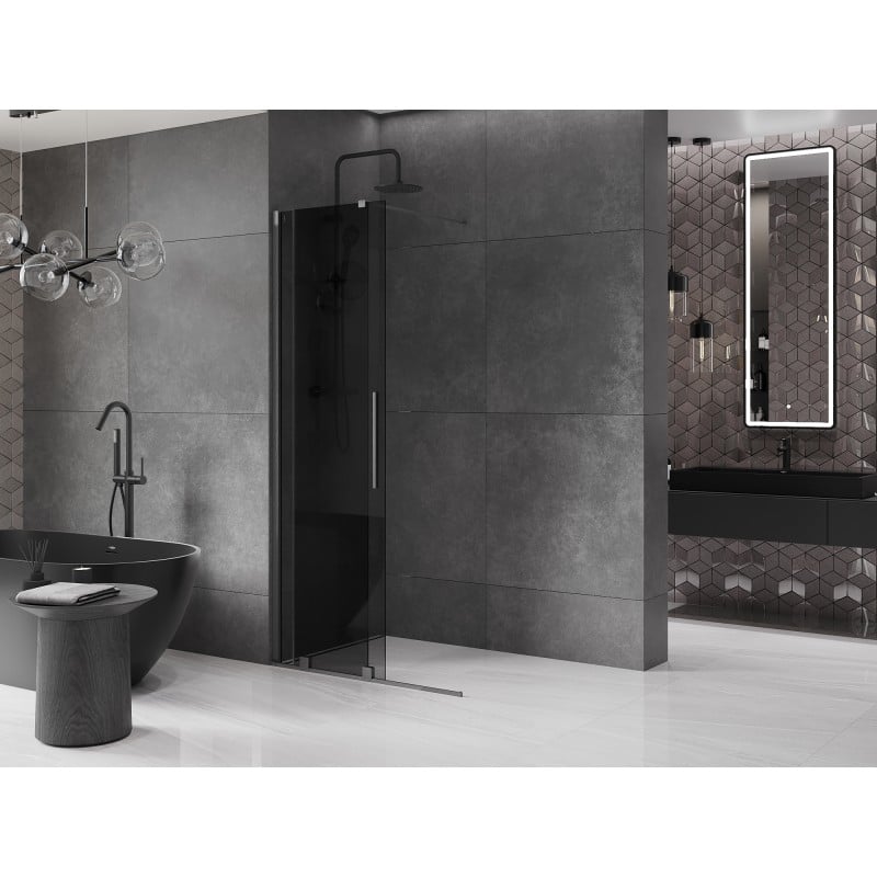 Mexen Velar parete doccia scorrevole Walk-in 80 x 200 cm, grafite 8 mm, grigio arma spazzolato - 871-080-000-43-66