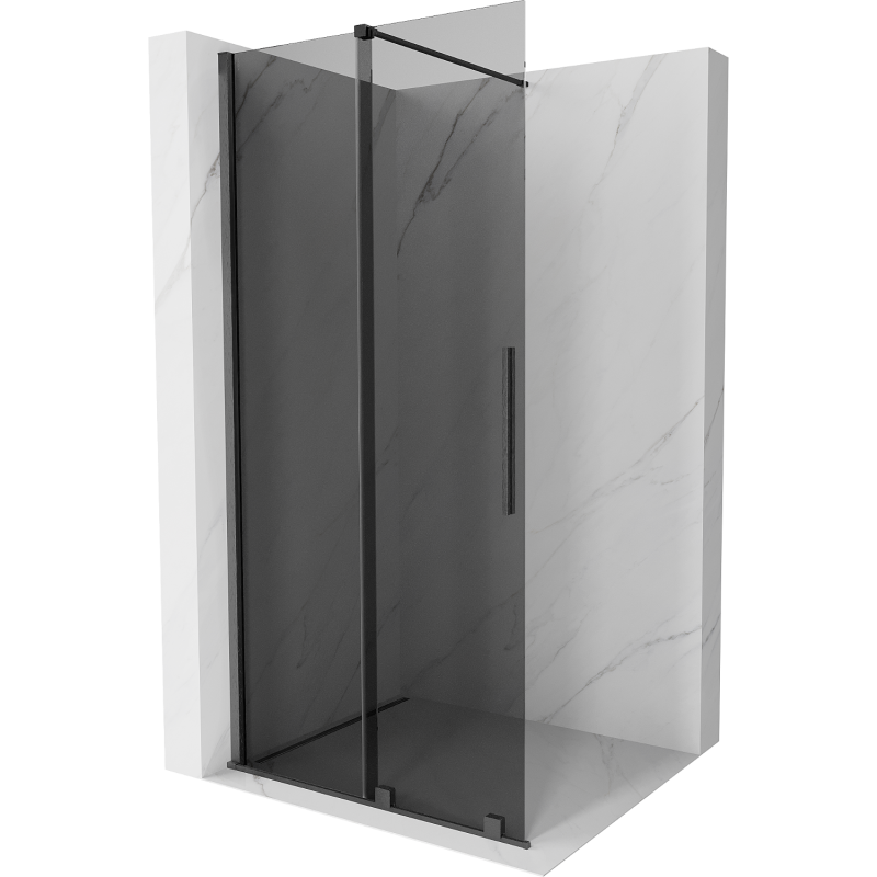 Mexen Velar parede de duche deslizante Walk-in 100 x 200 cm, grafite 8 mm, cinza arma escovado - 871-100-000-43-66