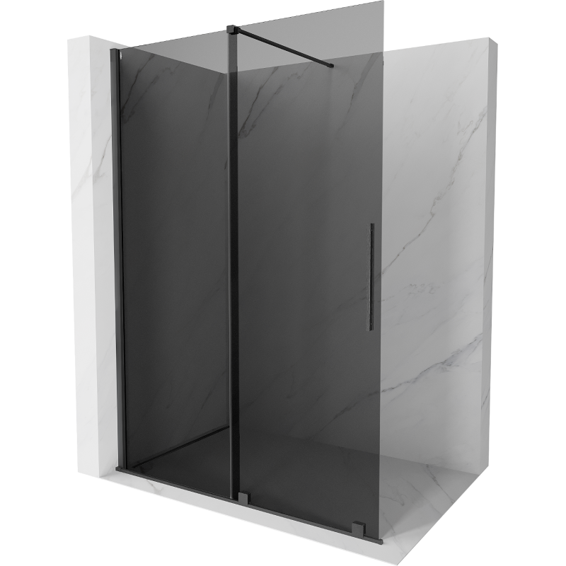 Mexen Velar sliding Walk-in shower wall 130 x 200 cm, graphite 8 mm, brushed gun gray - 871-130-000-43-66