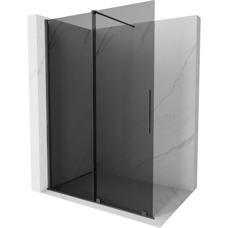 Mexen Velar sliding Walk-in shower wall 130 x 200 cm, graphite 8 mm, brushed gun gray - 871-130-000-43-66