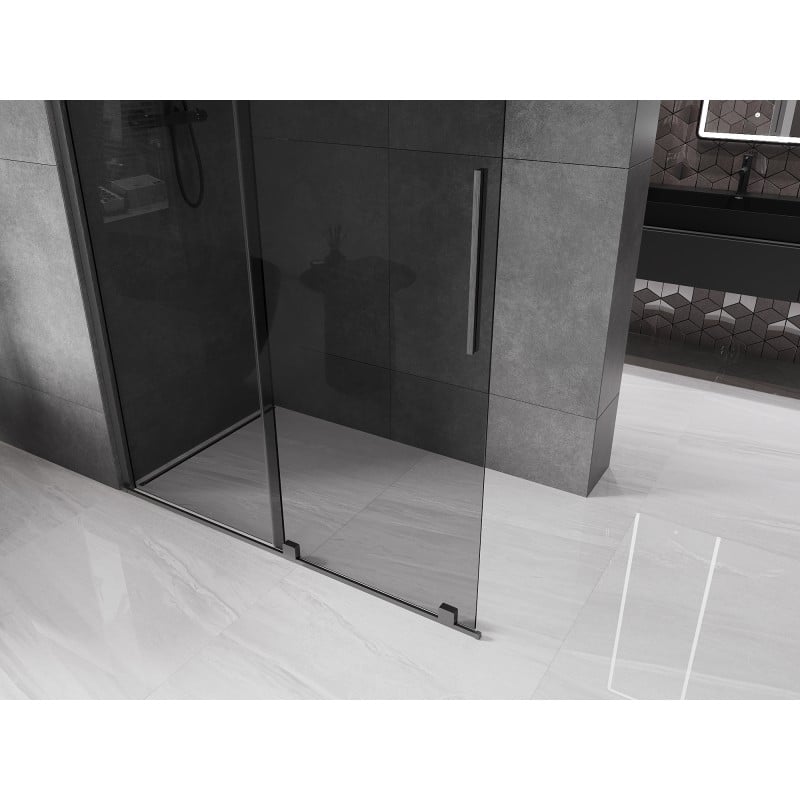 Mexen Velar parede de duche deslizante Walk-in 130 x 200 cm, grafite 8 mm, cinza escovado - 871-130-000-43-66