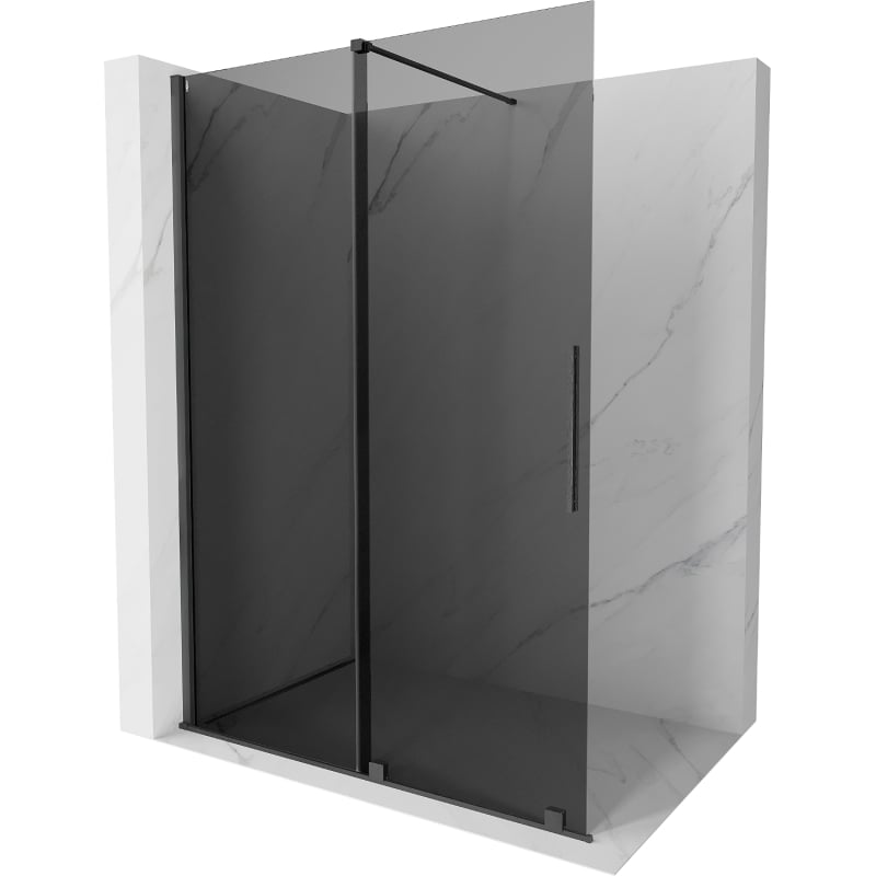 Mexen Velar Klizna stijena za tuširanje Walk-in 160 x 200 cm, grafit 8 mm, četkana siva oružje - 871-160-000-43-66